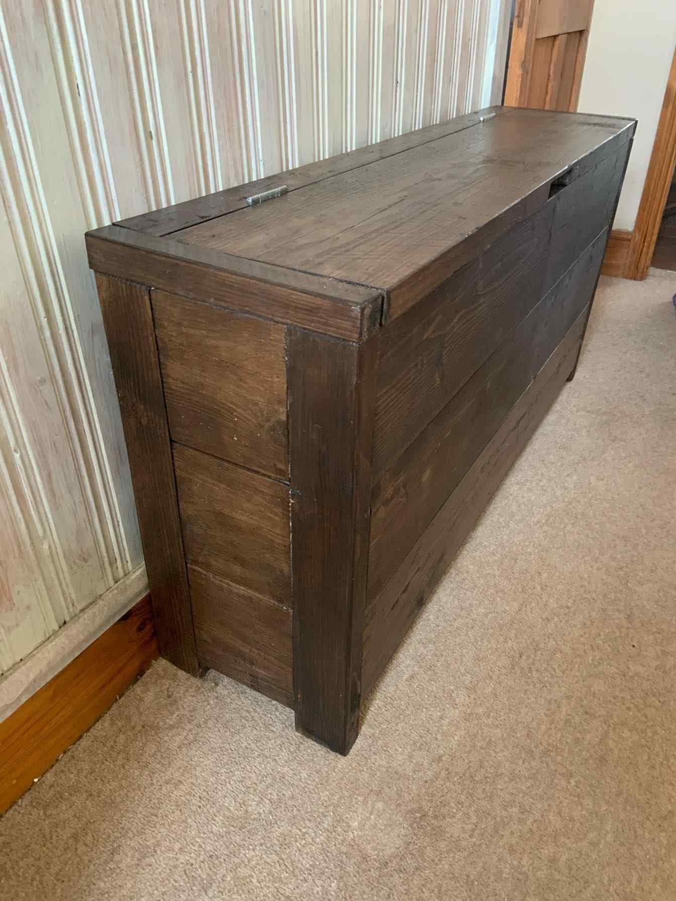 narrow reclaimed wood storage chest